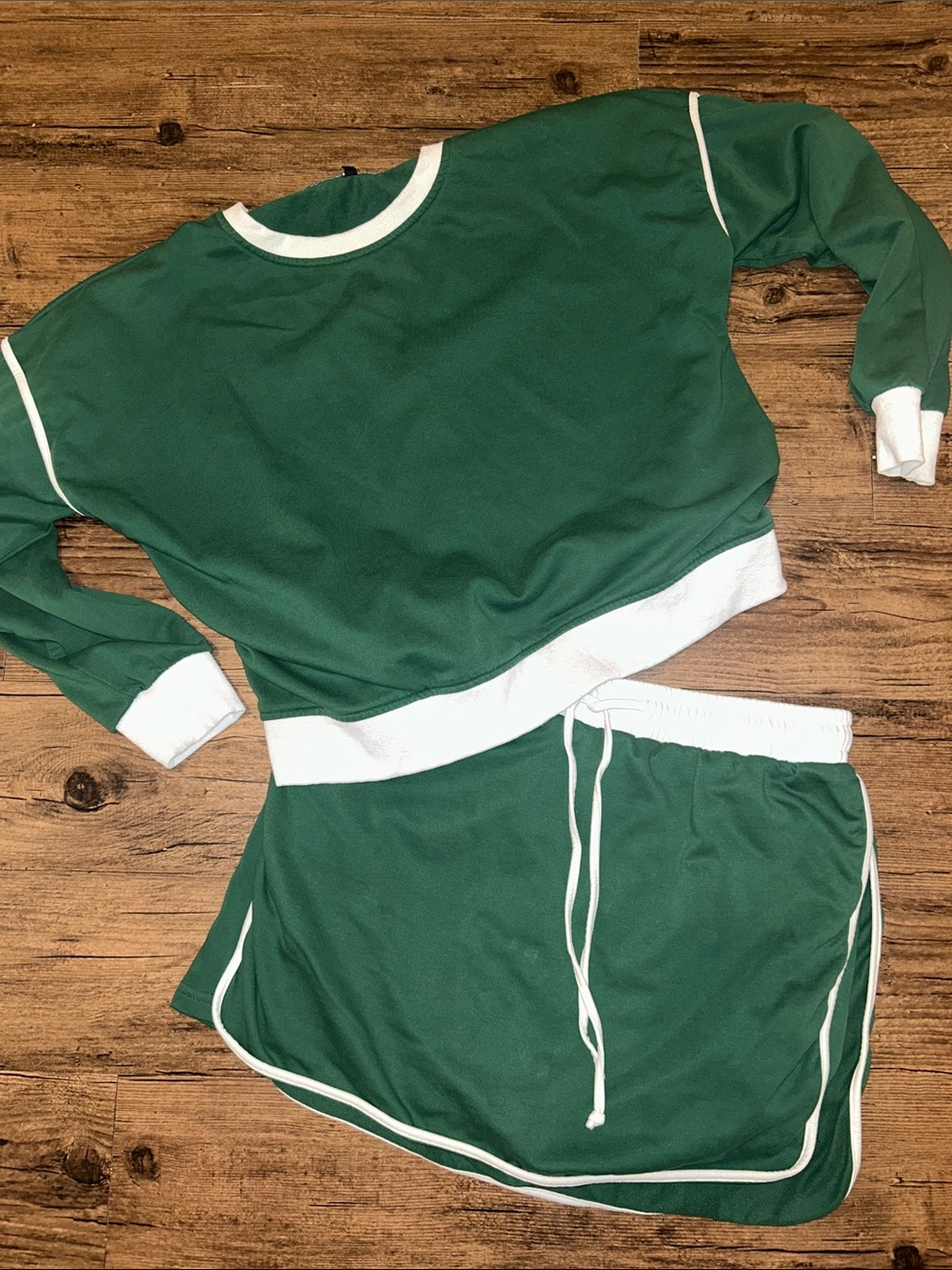 Women's Green and White Pajama Set - Cozy Two-Piece Lounge Set